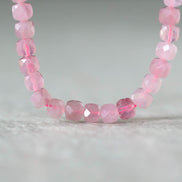 4mm AAA Madagascar Rose Quartz Cube Beads Faceted Gemmy Rose Quartz 7” Genuine Gemstone for Jewelry Making Beading Craft Gift Beads