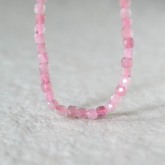 4mm AAA Madagascar Rose Quartz Cube Beads Faceted Gemmy Rose Quartz 7” Genuine Gemstone for Jewelry Making Beading Craft Gift Beads