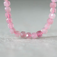 4mm AAA Madagascar Rose Quartz Cube Beads Faceted Gemmy Rose Quartz 7” Genuine Gemstone for Jewelry Making Beading Craft Gift Beads