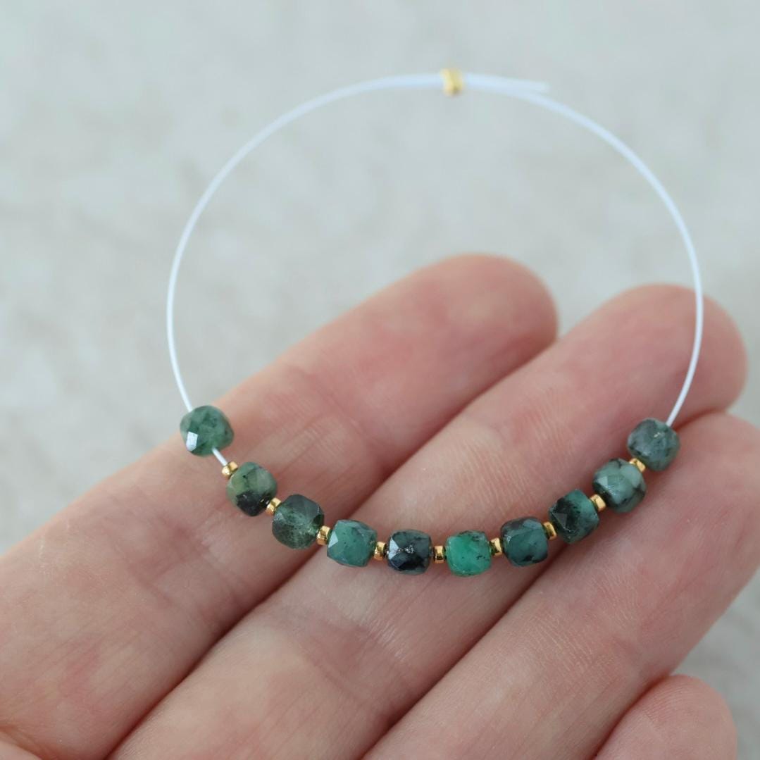 4mm Emerald Cube Beads – Faceted Cube Natural Gemstone - 10 pcs