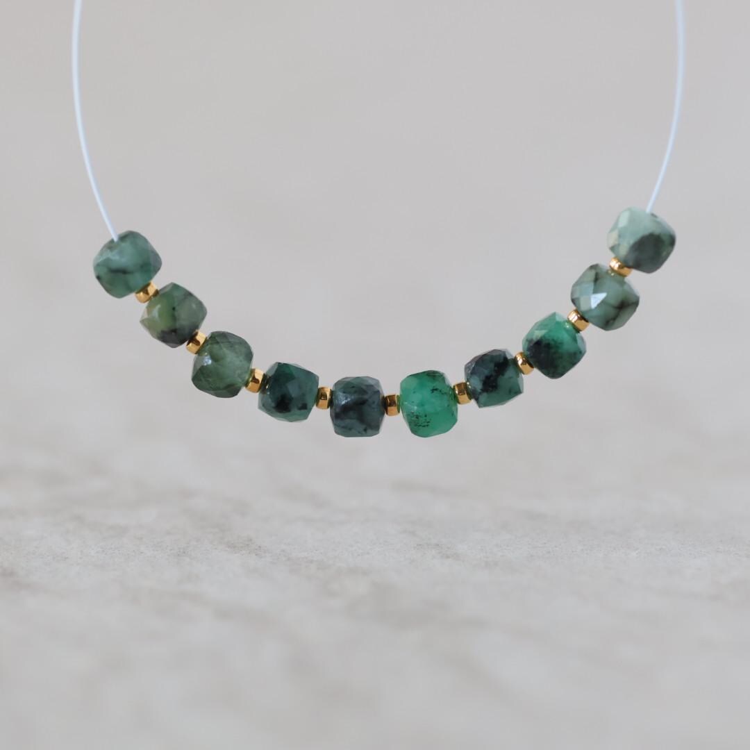 4mm Emerald Cube Beads – Faceted Cube Natural Gemstone - 10 pcs