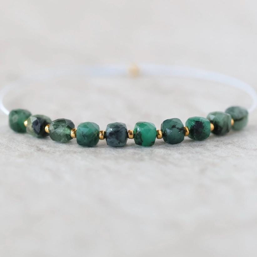 4mm Emerald Cube Beads – Faceted Cube Natural Gemstone - 10 pcs