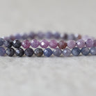 4mm Sri Lanka Ruby Sapphire Beads – Faceted Round Natural Gemstone - 12 pcs