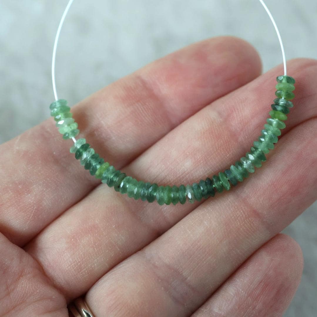 4mm AAA Russian Jade Beads Faceted Rondelles Slices 2” Natural Jade Green Gemstone Beads for Jewelry Making