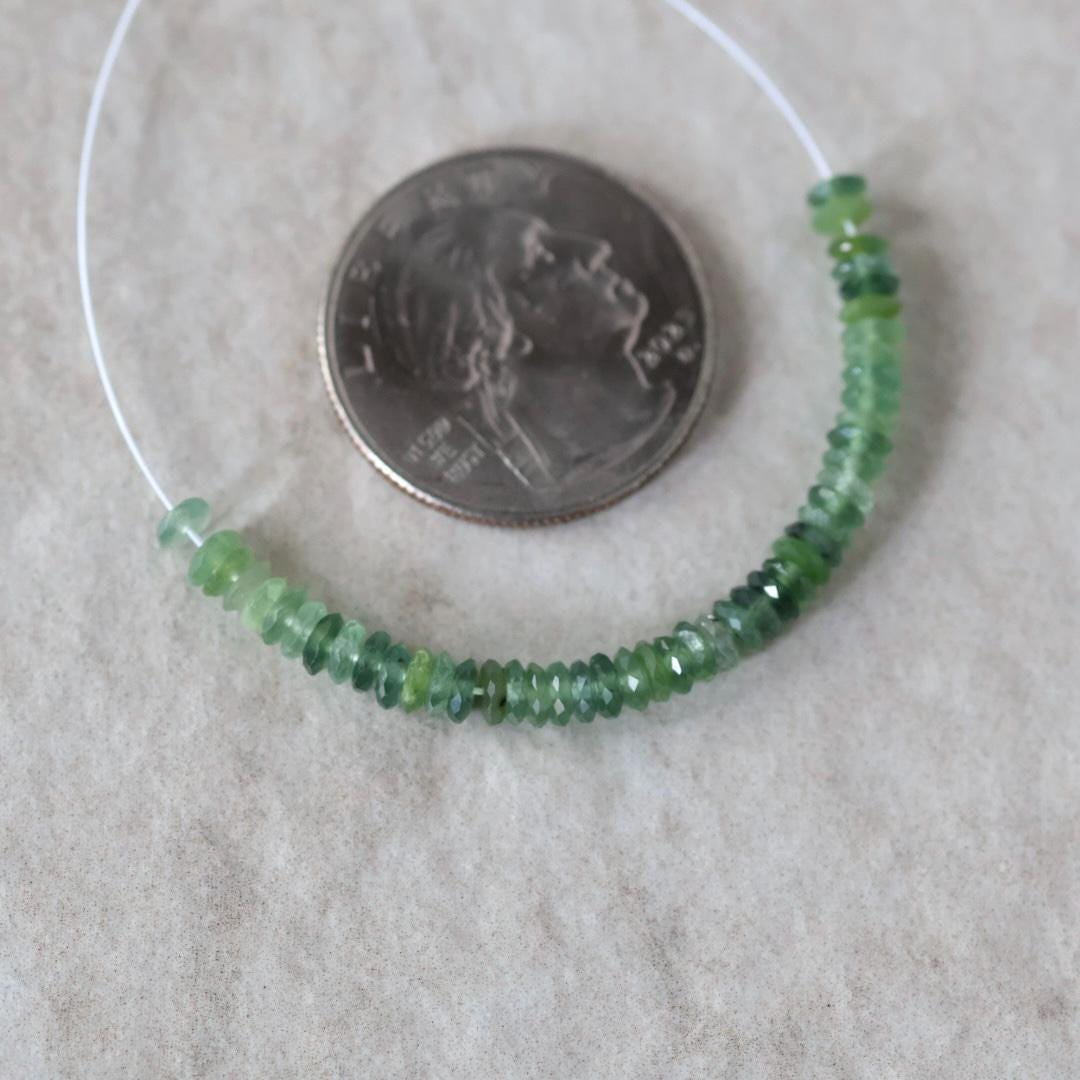 4mm AAA Russian Jade Beads Faceted Rondelles Slices 2” Natural Jade Green Gemstone Beads for Jewelry Making