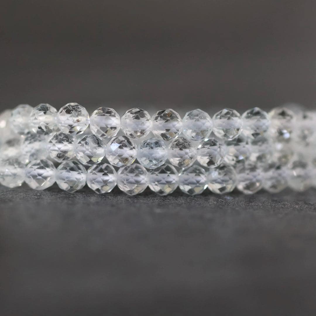 4mm AAA White Topaz Faceted Beads Round 15”Natural Clear Sparkly Gemstone for DIY Jewelry Making Supplies