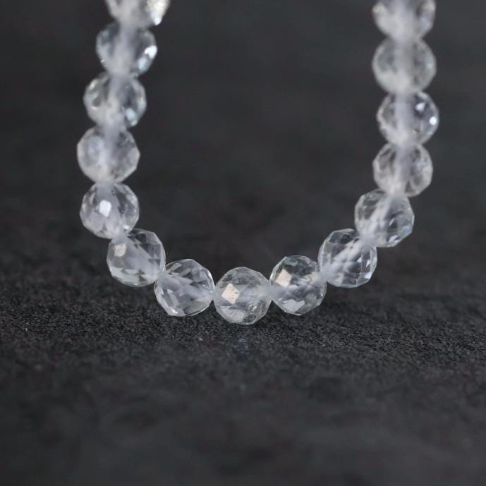 4mm AAA White Topaz Faceted Beads Round 15”Natural Clear Sparkly Gemstone for DIY Jewelry Making Supplies