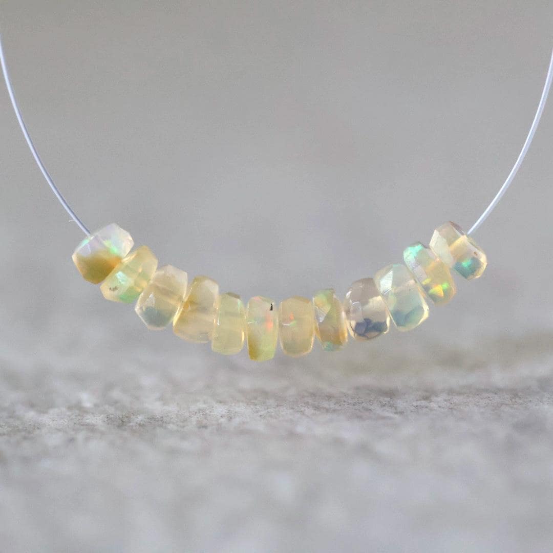 4mm AAA Yellow Ethiopian Opal Rondelle Beads Faceted Natural Disco Welo Opal Genuine Bead DIY Jewelry Making Supplies October Birthstone