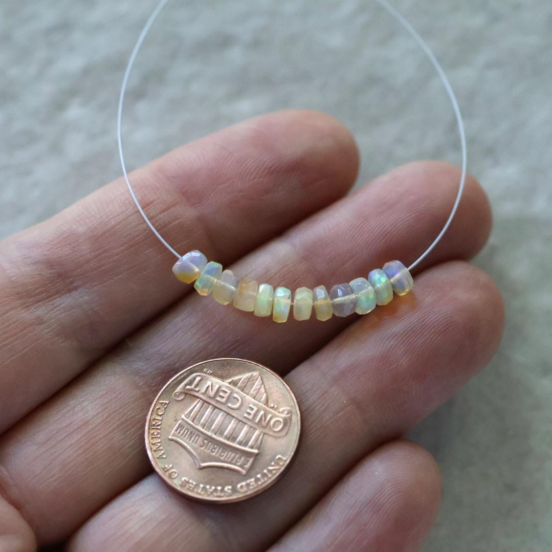 4mm AAA Yellow Ethiopian Opal Rondelle Beads Faceted Natural Disco Welo Opal Genuine Bead DIY Jewelry Making Supplies October Birthstone