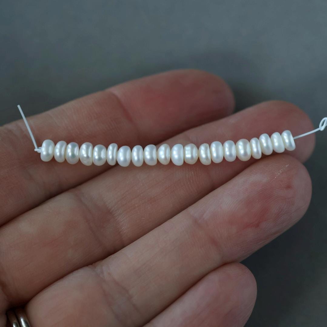 4mm AAAAA Freshwater Pearl Button Beads - 20 Pcs