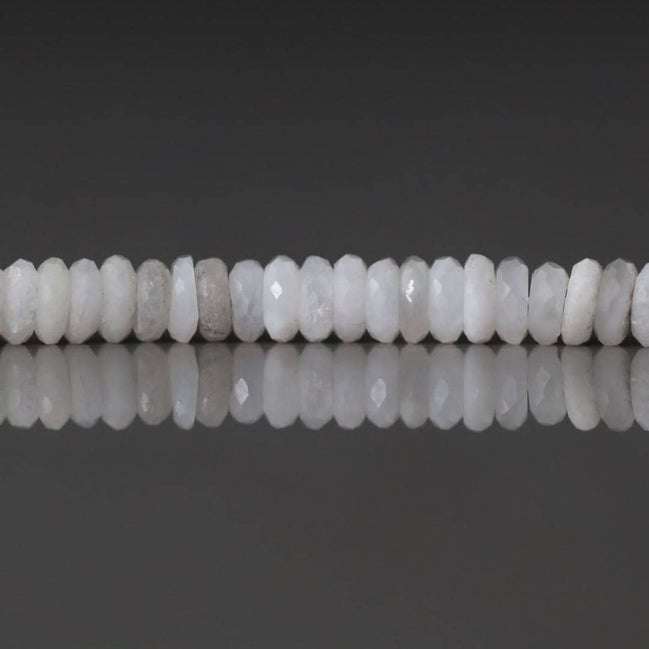 4mm Rare Albite Beads Faceted Rondelle Slices Genuine 2" White Gemstone Beads for DIY Jewelry Making Crafter Gift
