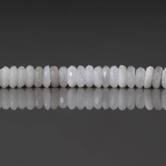 4mm Rare Albite Beads Faceted Rondelle Slices Genuine 2" White Gemstone Beads for DIY Jewelry Making Crafter Gift