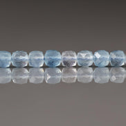 4mm AAA Aquamarine Cube Beads Faceted 15