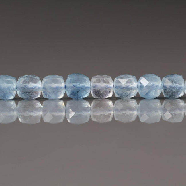 4mm AAA Aquamarine Cube Beads Faceted 15" Raw Genuine Aquamarine Gemstone Beads for Jewelry Making Beading Craft Gift Beads March Birthstone