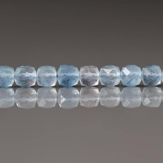 4mm AAA Aquamarine Cube Beads Faceted 15" Raw Genuine Aquamarine Gemstone Beads for Jewelry Making Beading Craft Gift Beads March Birthstone