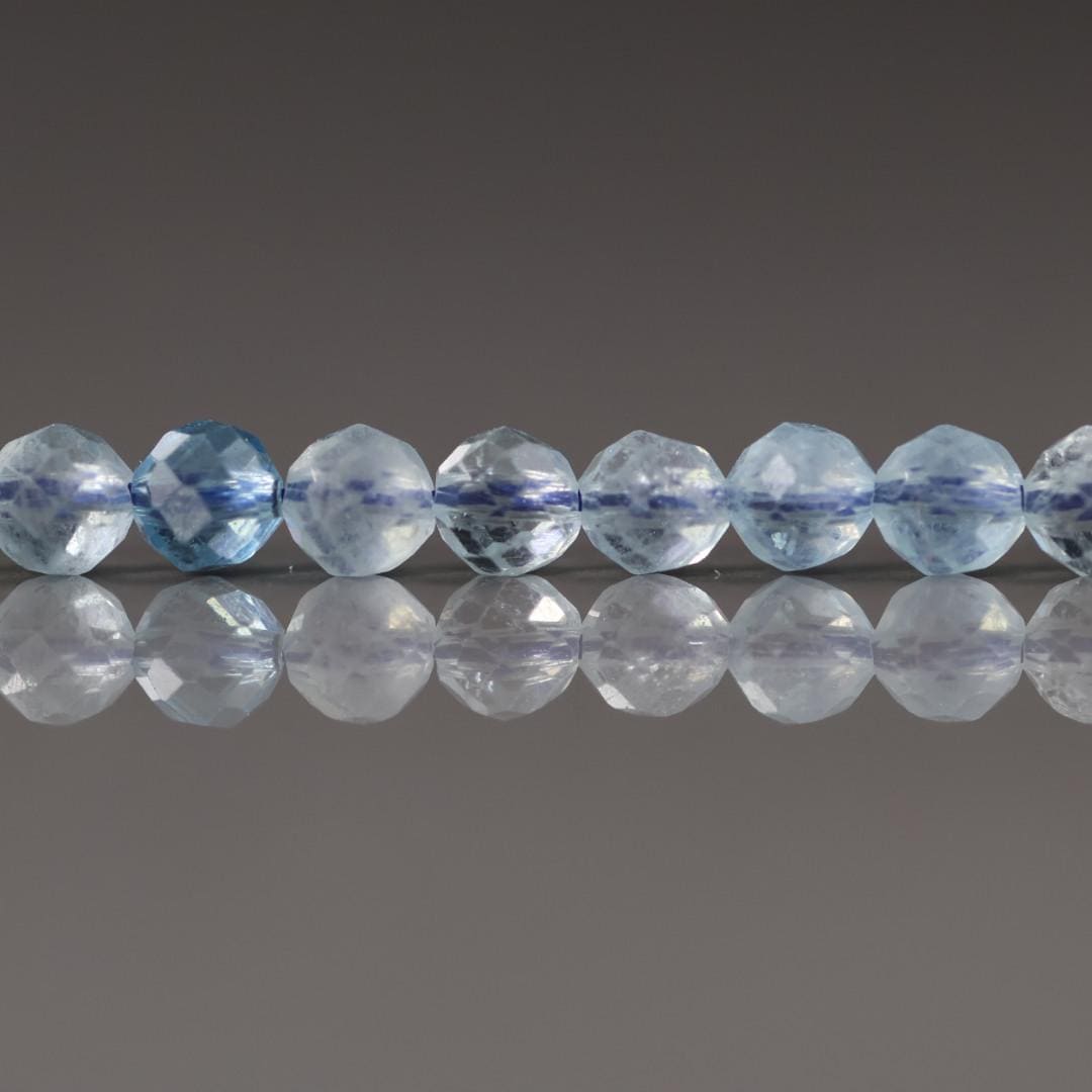 4mm Aquamarine Beads – Faceted Round Natural Gemstone 15" Strand