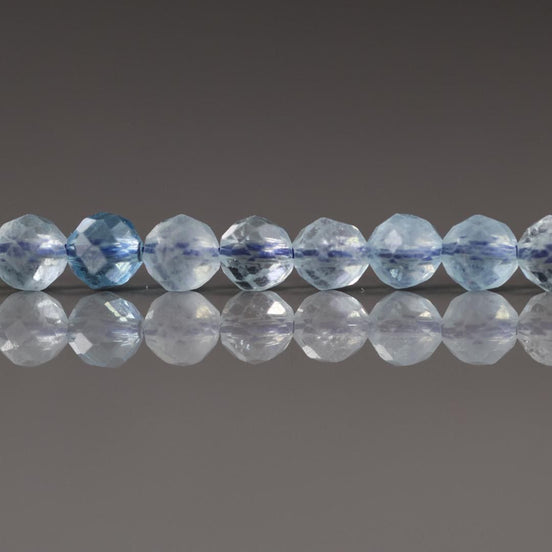 4mm Aquamarine Beads – Faceted Round Natural Gemstone 15" Strand
