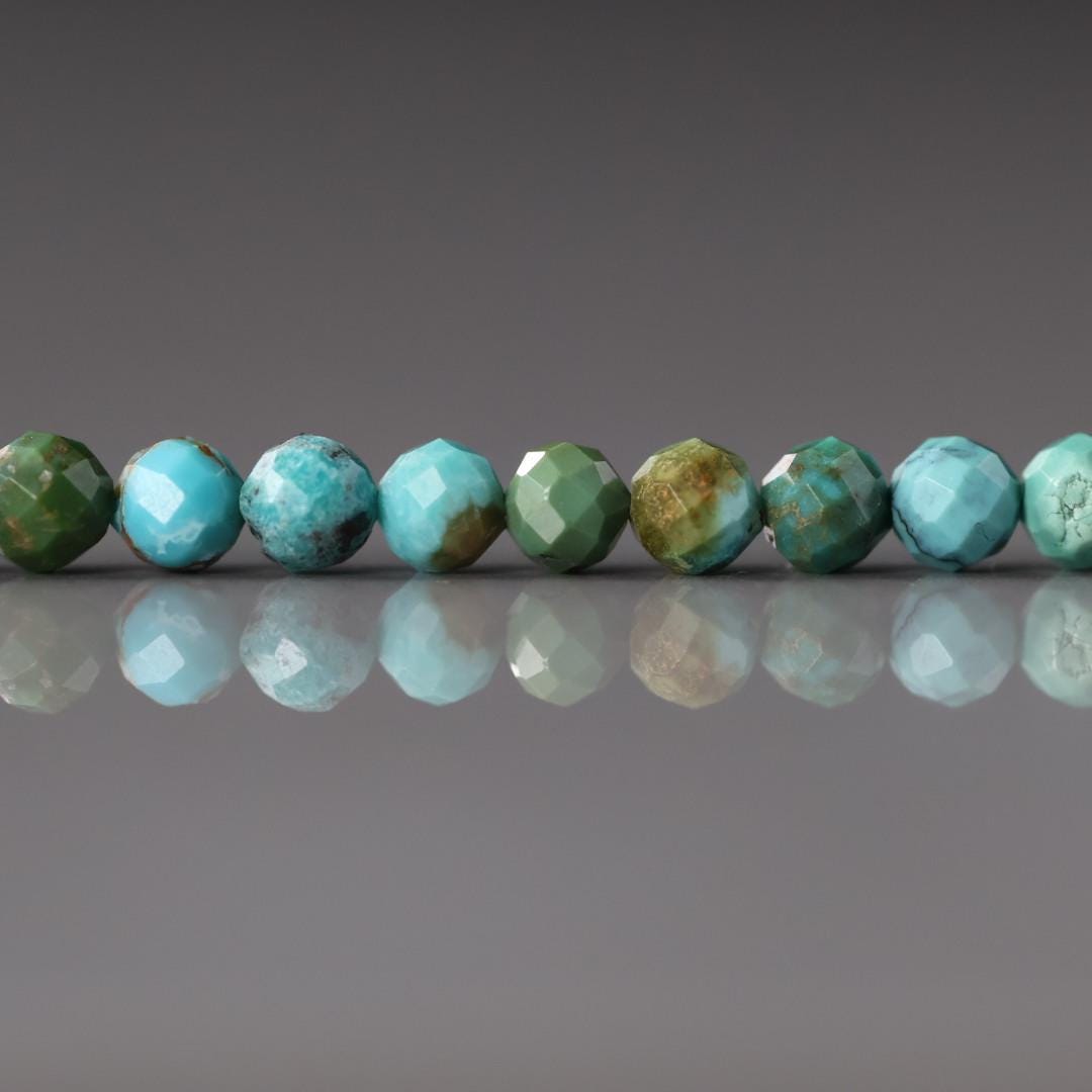 4mm Arizona Turquoise Faceted Beads 15" Strand Blue Turquoise Genuine Gemstone Beads Jewelry Making Beading Craft Gift December Birthstone