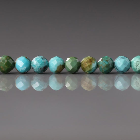 4mm Arizona Turquoise Faceted Beads 15" Strand Blue Turquoise Genuine Gemstone Beads Jewelry Making Beading Craft Gift December Birthstone