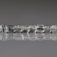 4mm Black Rutilated Quartz Cube Beads Genuine Turmalinated Quartz Beads 15