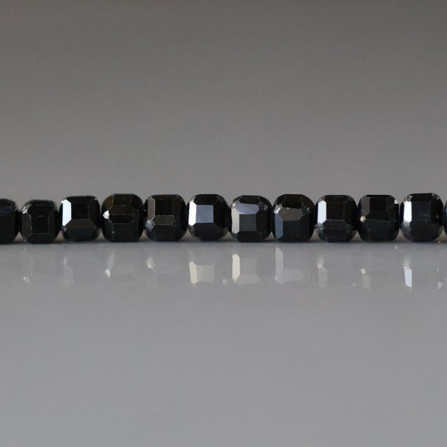 4mm Black Spinel Beads Faceted Cube 15" Sparkly Black Stone Crystal Genuine Gemstone Beads for Jewelry Making Beading Craft Gift Beads