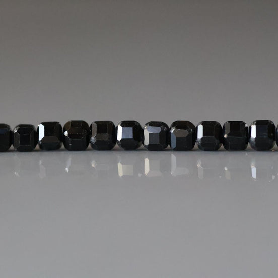 4mm Black Spinel Beads Faceted Cube 15" Sparkly Black Stone Crystal Genuine Gemstone Beads for Jewelry Making Beading Craft Gift Beads