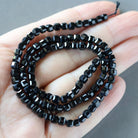 4mm Black Spinel Beads - Faceted Cube Natural Gemstone 15" Strand