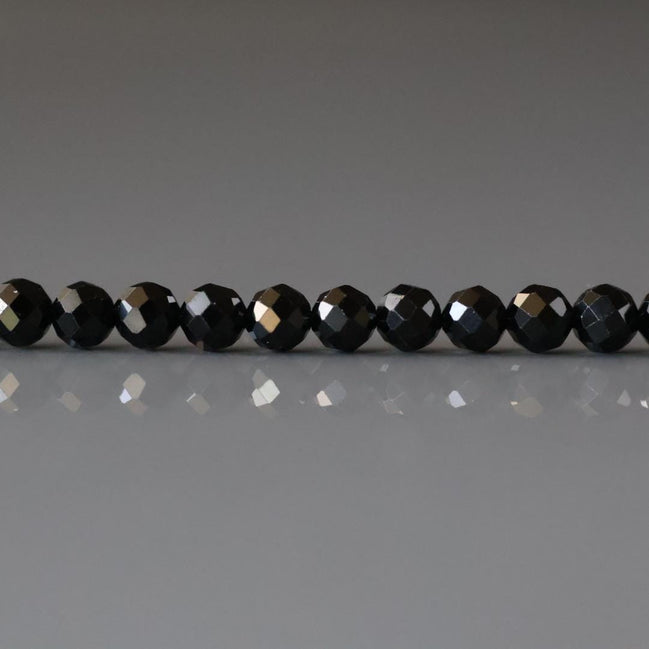 4mm Black Spinel Beads Faceted 15" Sparkly Black Stone Crystal Genuine Gemstone Beads for Jewelry Making Beading Craft Gift Beads