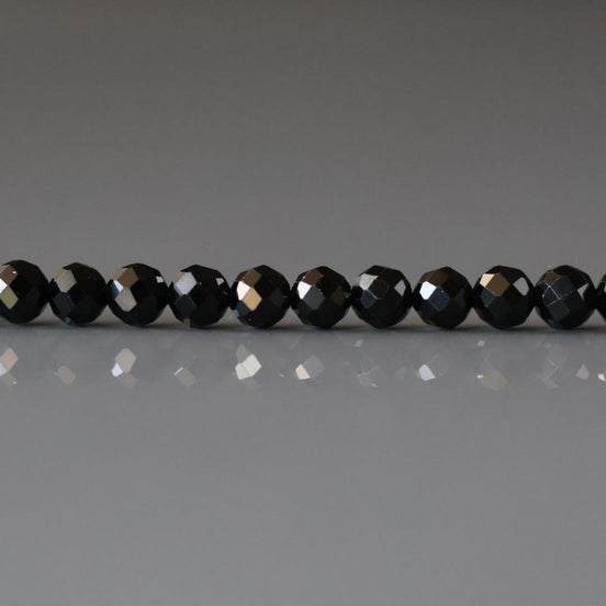 4mm Black Spinel Beads Faceted 15" Sparkly Black Stone Crystal Genuine Gemstone Beads for Jewelry Making Beading Craft Gift Beads