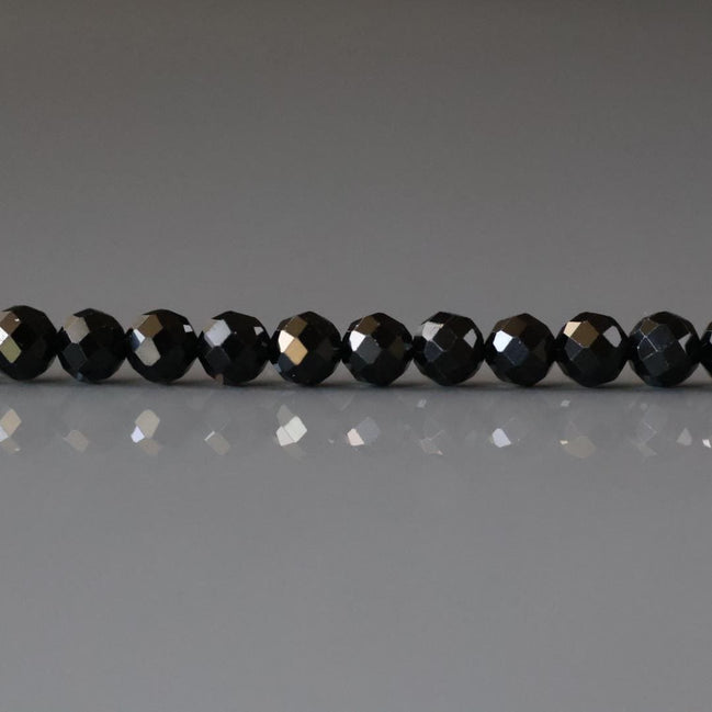 4mm Black Spinel Beads - Faceted Round Natural Gemstone 15" Strand