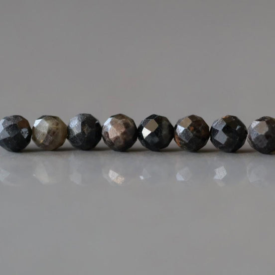 4mm Black Star Sapphire Beads Faceted 12 PCs Raw Black Sapphire Genuine Gemstone Beads Jewelry Making Beading Gift September Birthstone
