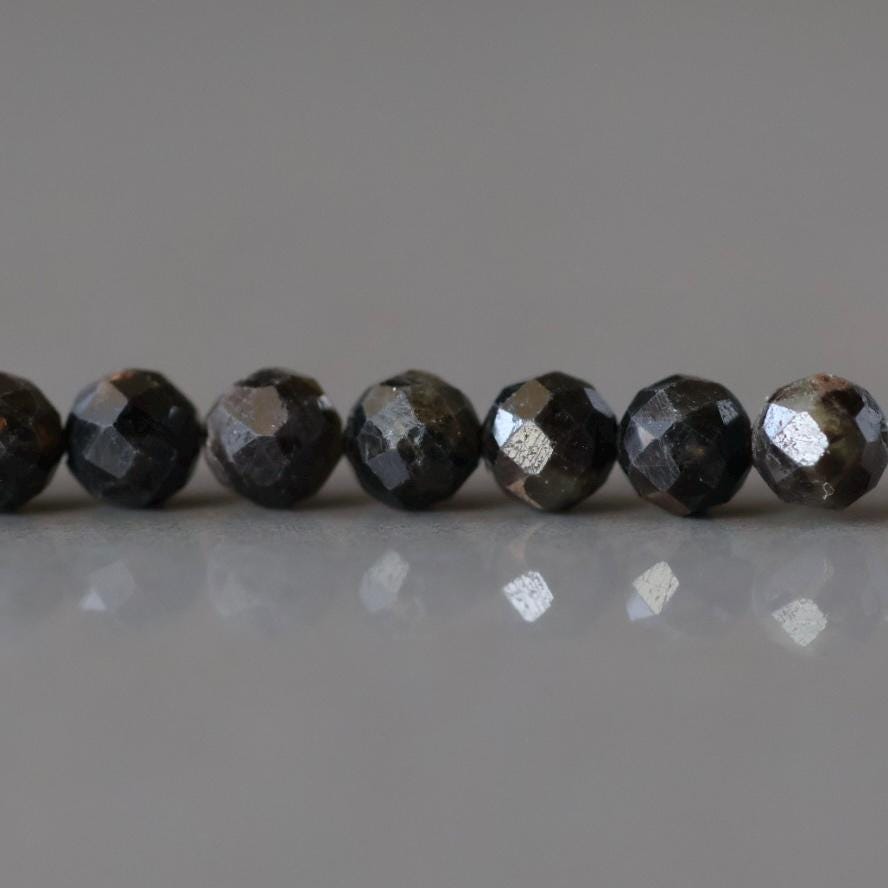 4mm Black Star Sapphire Beads Faceted 12 PCs Raw Black Sapphire Genuine Gemstone Beads Jewelry Making Beading Gift September Birthstone