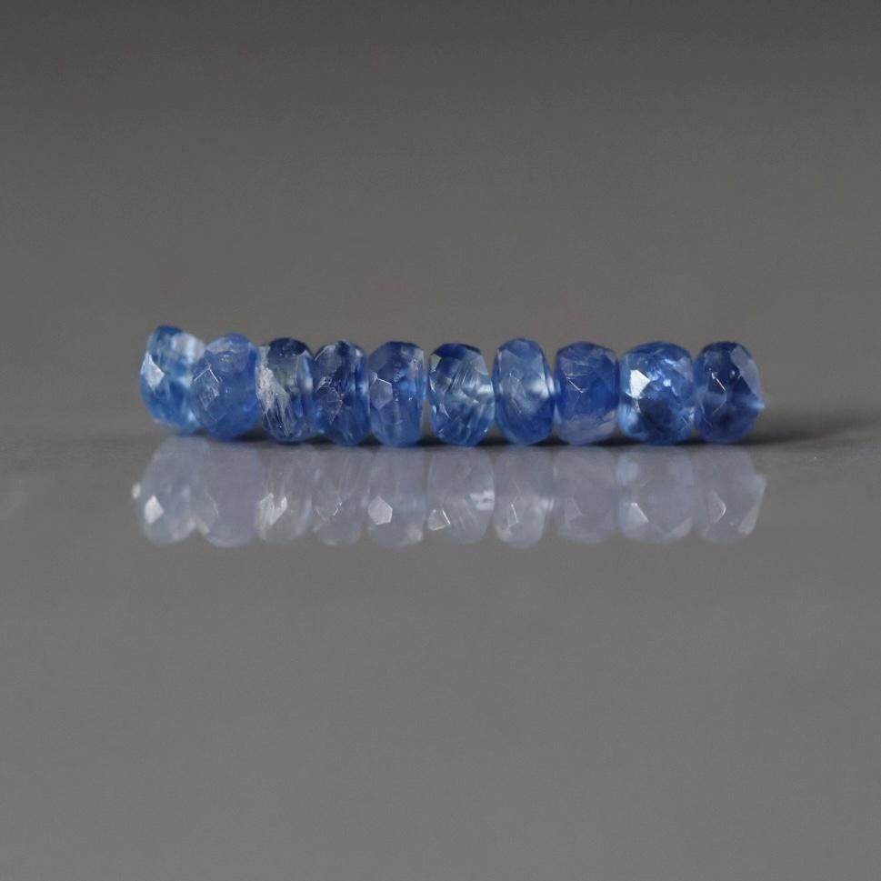 4mm AAA Blue Kyanite Faceted Rondelle Beads 10 PCs Gemstone Beads Beading Crafter Gift DIY Jewelry Making