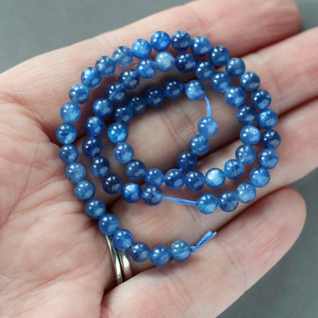 4mm Natural Blue Kyanite Beads Smooth Beads 15" AAA Kyanite Gemstone Beads Crystal Beading Crafter Gift DIY Jewelry Making