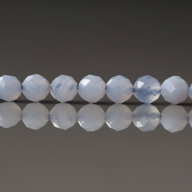 4mm Natural Blue Lace Agate Beads Faceted 15" Pale Blue Agate Genuine Gemstone Beads Crystal for Jewelry Making Beading Craft Gift