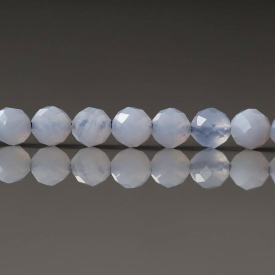 4mm Natural Blue Lace Agate Beads Faceted 15" Pale Blue Agate Genuine Gemstone Beads Crystal for Jewelry Making Beading Craft Gift