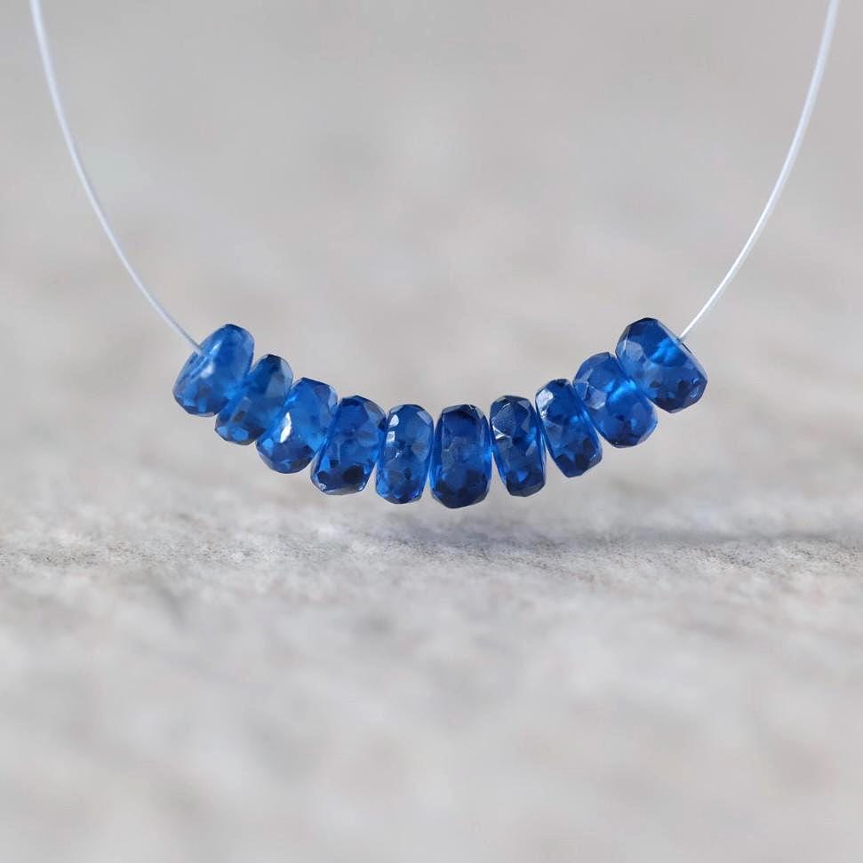 4.5mm Blue Sapphire Beads - Faceted Rondelle Natural Gemstone 10 Pcs