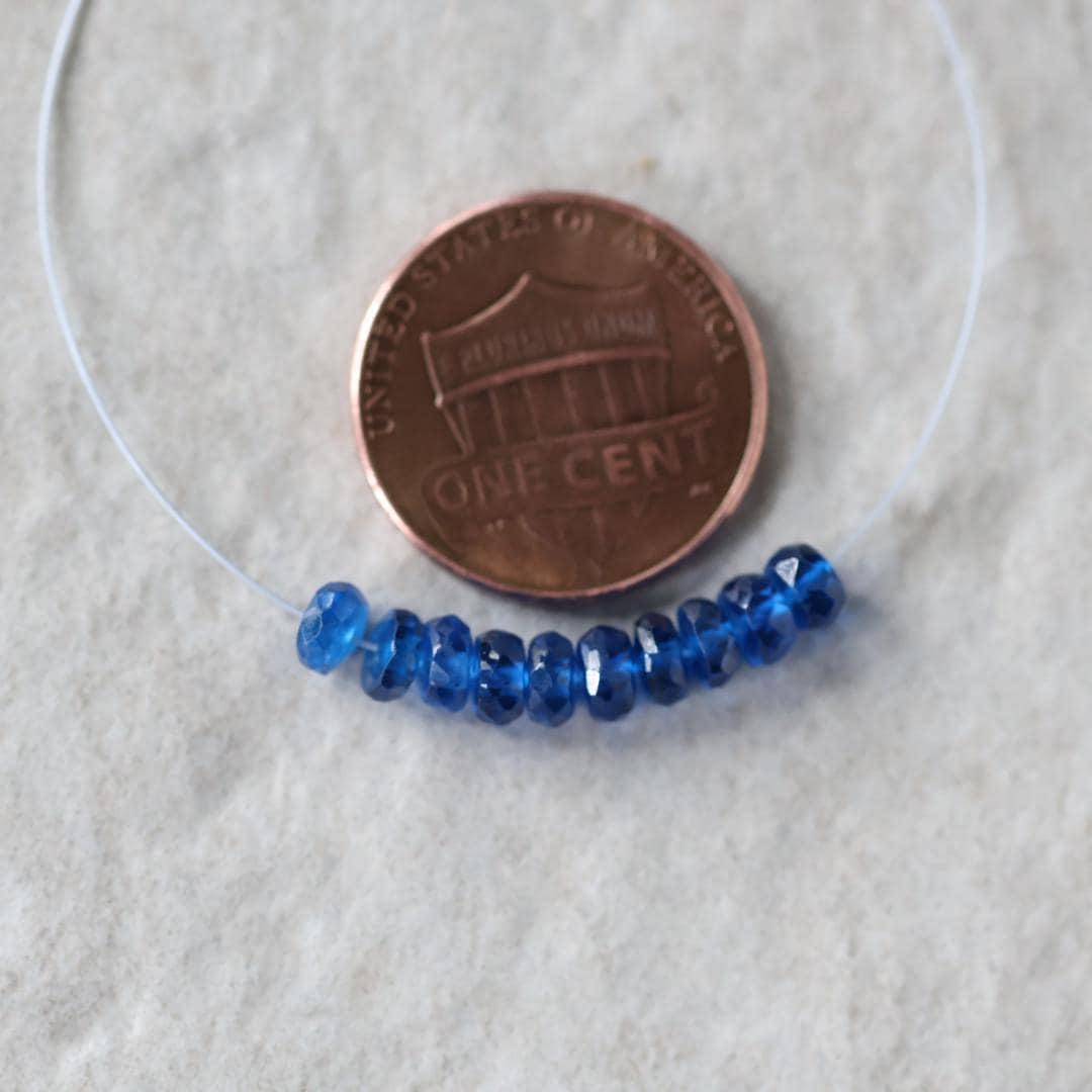 4.5mm Blue Sapphire Beads - Faceted Rondelle Natural Gemstone 10 Pcs
