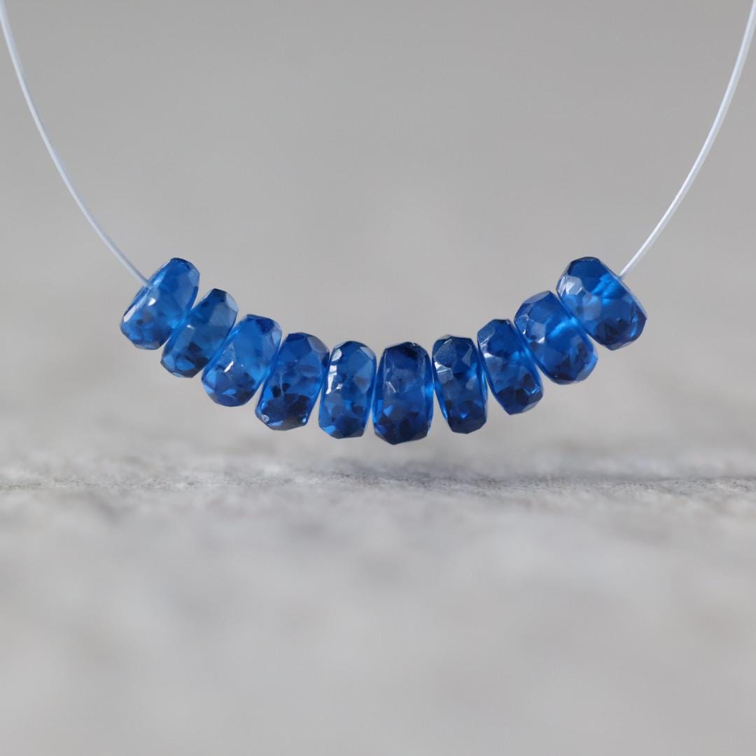 4.5mm Blue Sapphire Beads - Faceted Rondelle Natural Gemstone 10 Pcs