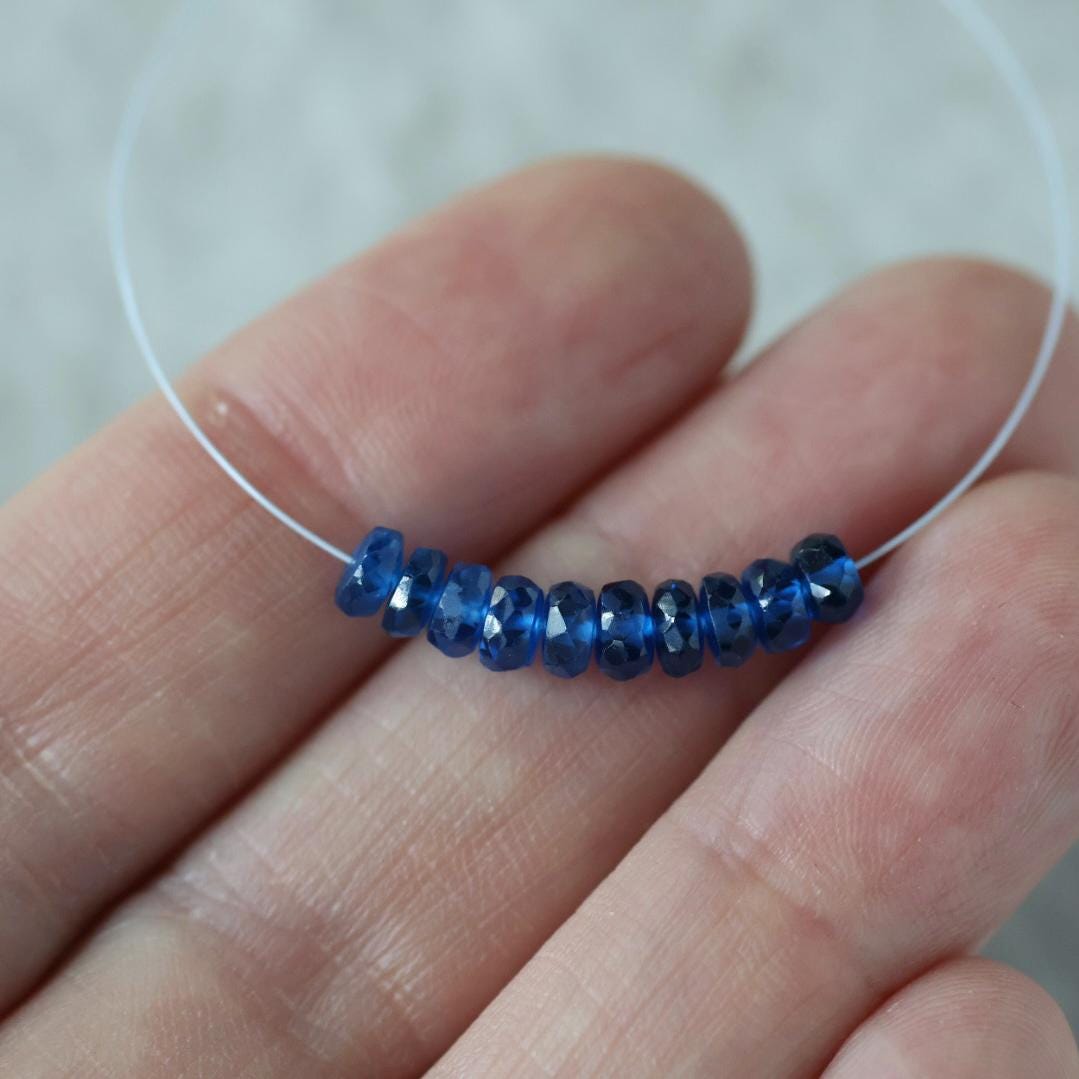 4.5mm Blue Sapphire Beads - Faceted Rondelle Natural Gemstone 10 Pcs