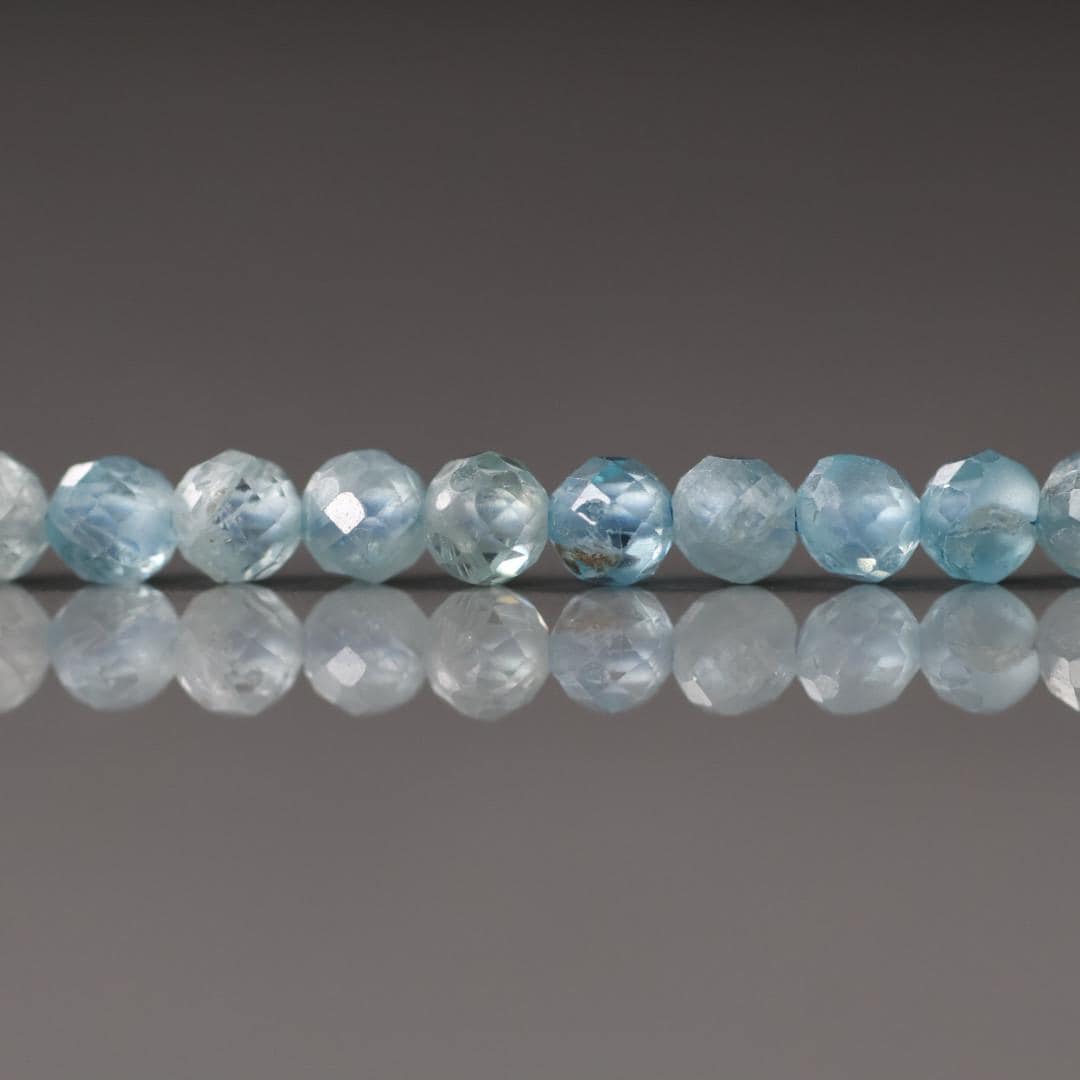 4mm Natural Blue Zircon Faceted Beads Genuine Zircon 15" Transparent Sparkly Gemstone Beads for Jewelry Making