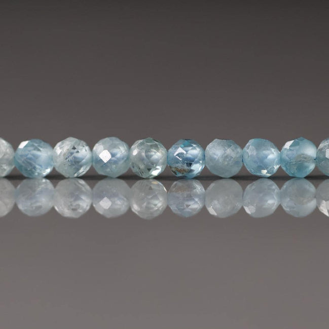 4mm Natural Blue Zircon Faceted Beads Genuine Zircon 15" Transparent Sparkly Gemstone Beads for Jewelry Making