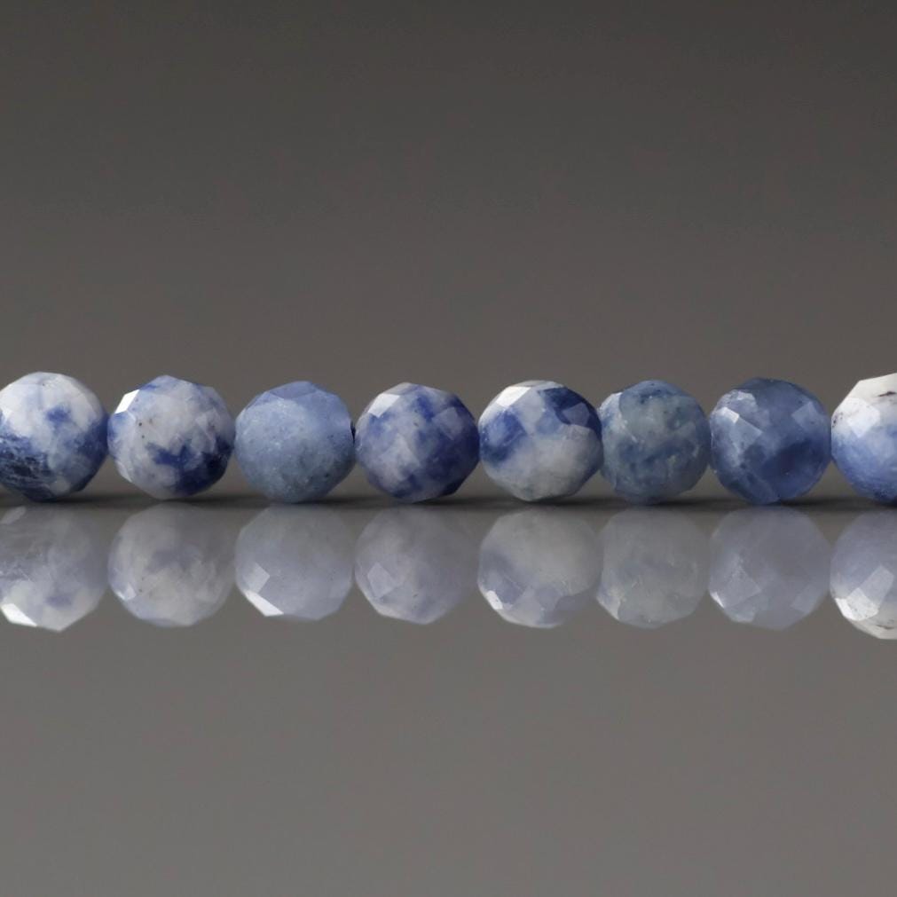 4mm Bolivian Sodalite Faceted Beads 15" Blue White Sodalite Genuine Gemstone Beads for Jewelry Making Beading Craft Gift Beads