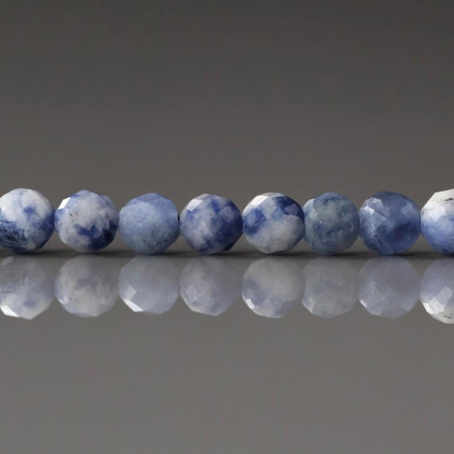 4mm Bolivian Sodalite Faceted Beads 15" Blue White Sodalite Genuine Gemstone Beads for Jewelry Making Beading Craft Gift Beads