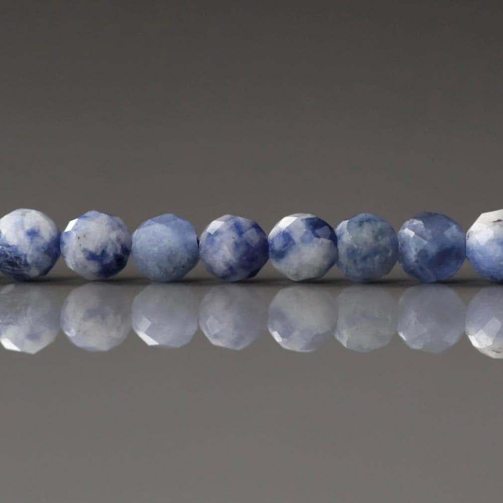 4mm Bolivian Sodalite Beads ‚Äì Faceted Round Natural Gemstone 15" Strand