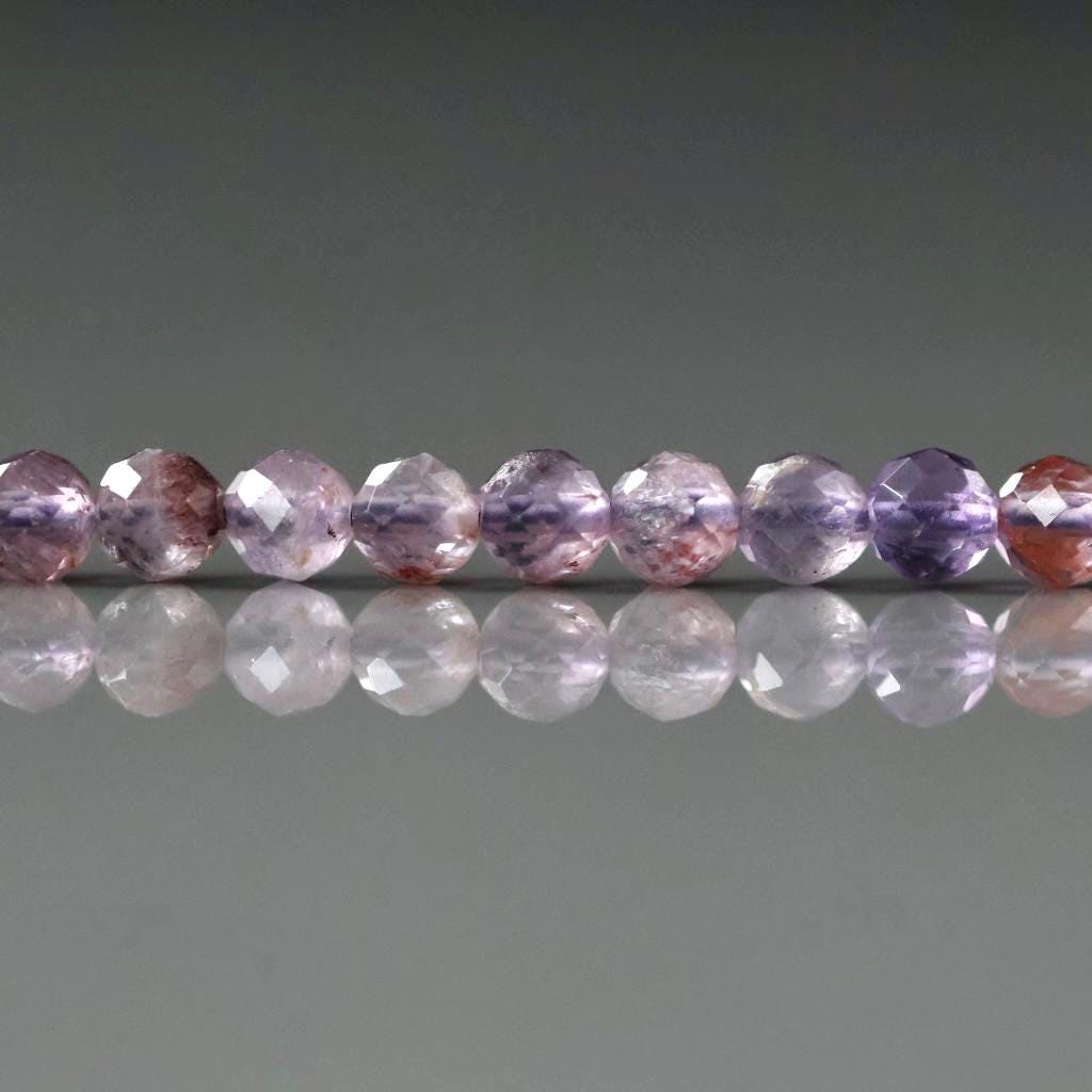 4mm Cacoxenite Faceted Beads Super Seven 7 Genuine Beads 15" Sparkly Gemstone Melody Stone Beads Beading Crafter Gift