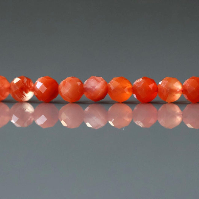 4mm Natural AAA Carnelian Faceted Beads 15" Genuine Gemstone Beads for Jewelry Making Beading Craft Gift Beads Self-Love Abundance