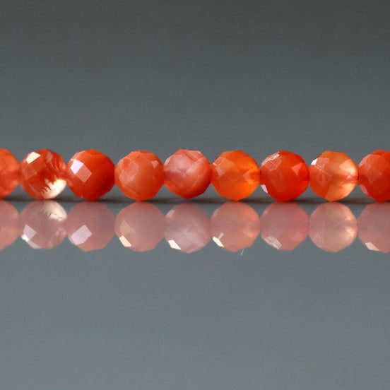4mm Natural AAA Carnelian Faceted Beads 15" Genuine Gemstone Beads for Jewelry Making Beading Craft Gift Beads Self-Love Abundance