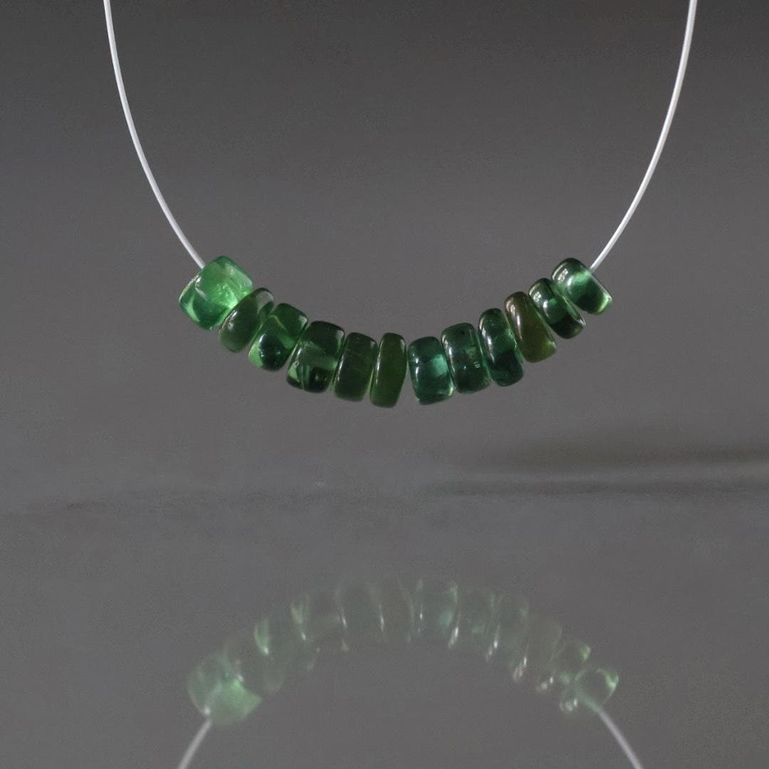 4mm Chrome Green Apatite Beads - Smooth Rondelle Natural Gemstone 12 Pcs
