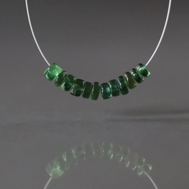 4mm Chrome Green Apatite Beads - Smooth Rondelle Natural Gemstone 12 Pcs